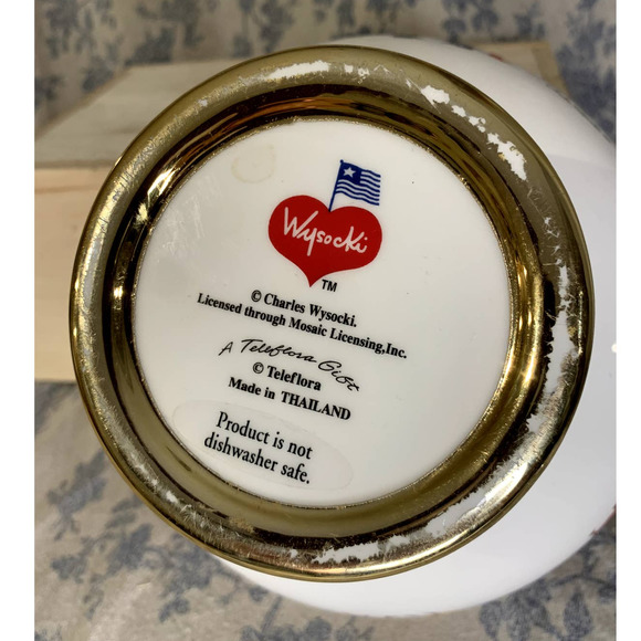 Vintage Teleflora Pedestal Vase by Charles Wysocki Christmas 2000 - Picture 7 of 7